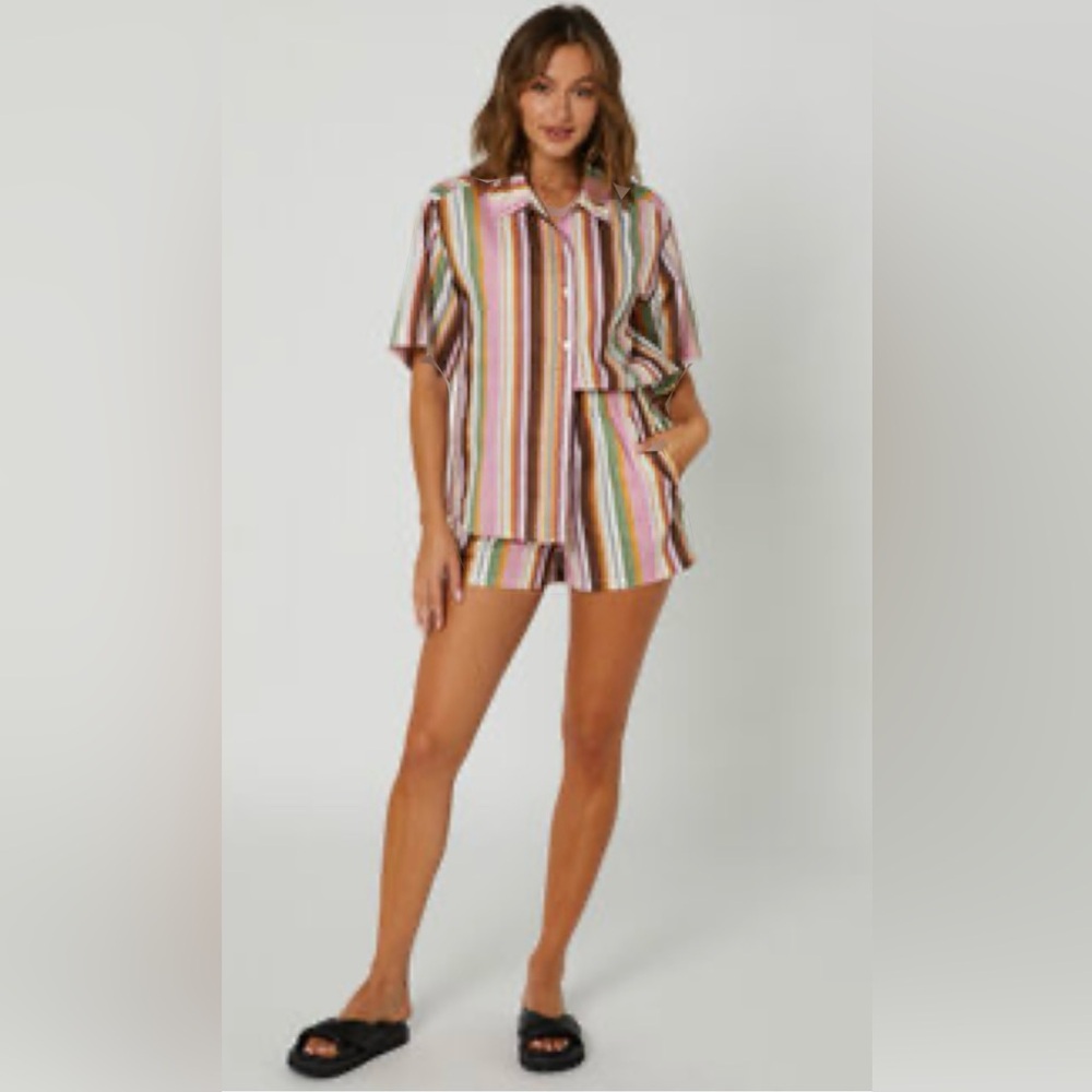Anthropologie/Charlie‎ Holiday Cape Striped Shirt - Picture 3 of 5